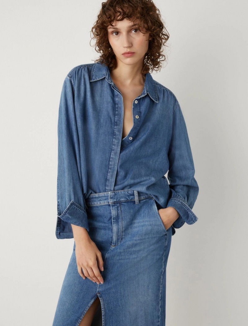 Koszule Damskie Marella Denim Niebieskie | Polska 180972-XTI