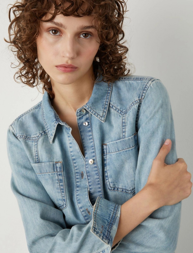 Koszule Damskie Marella Denim Niebieskie | Polska 640915-RCN