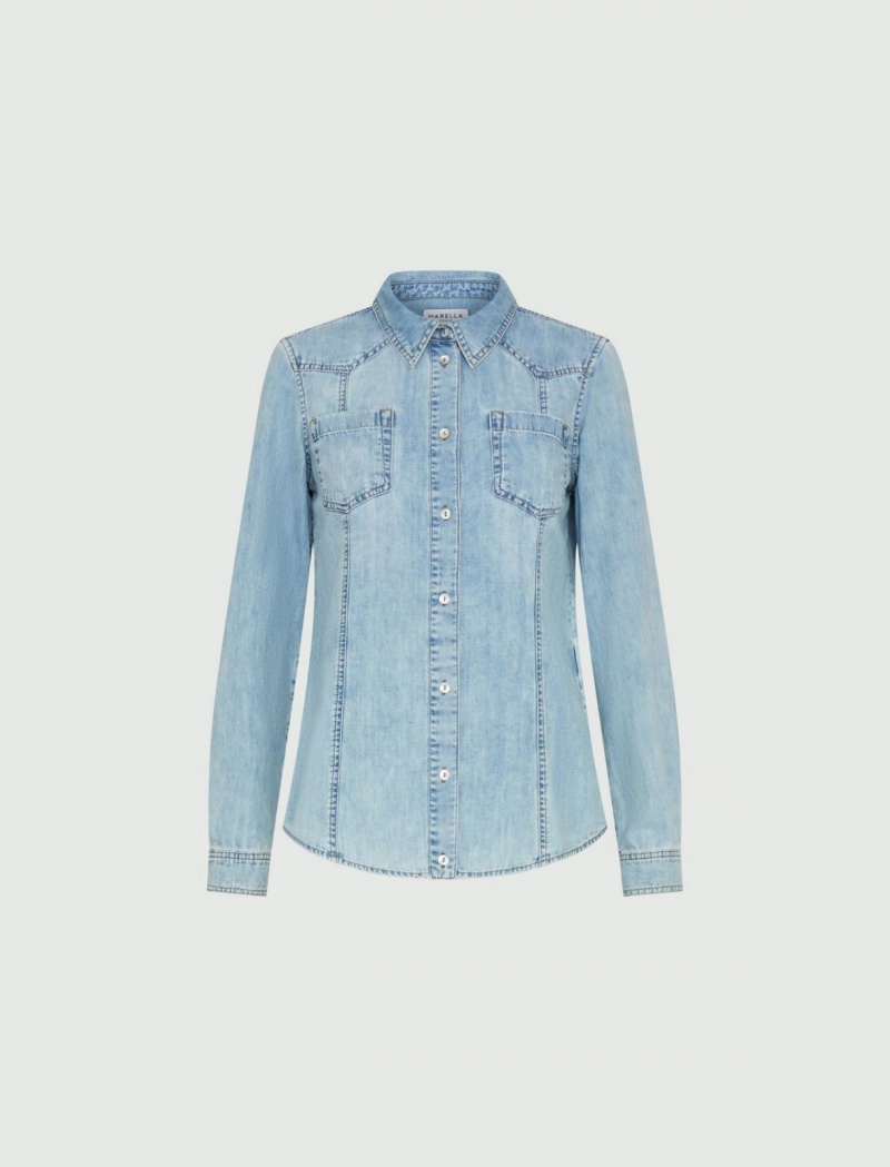 Koszule Damskie Marella Denim Niebieskie | Polska 640915-RCN