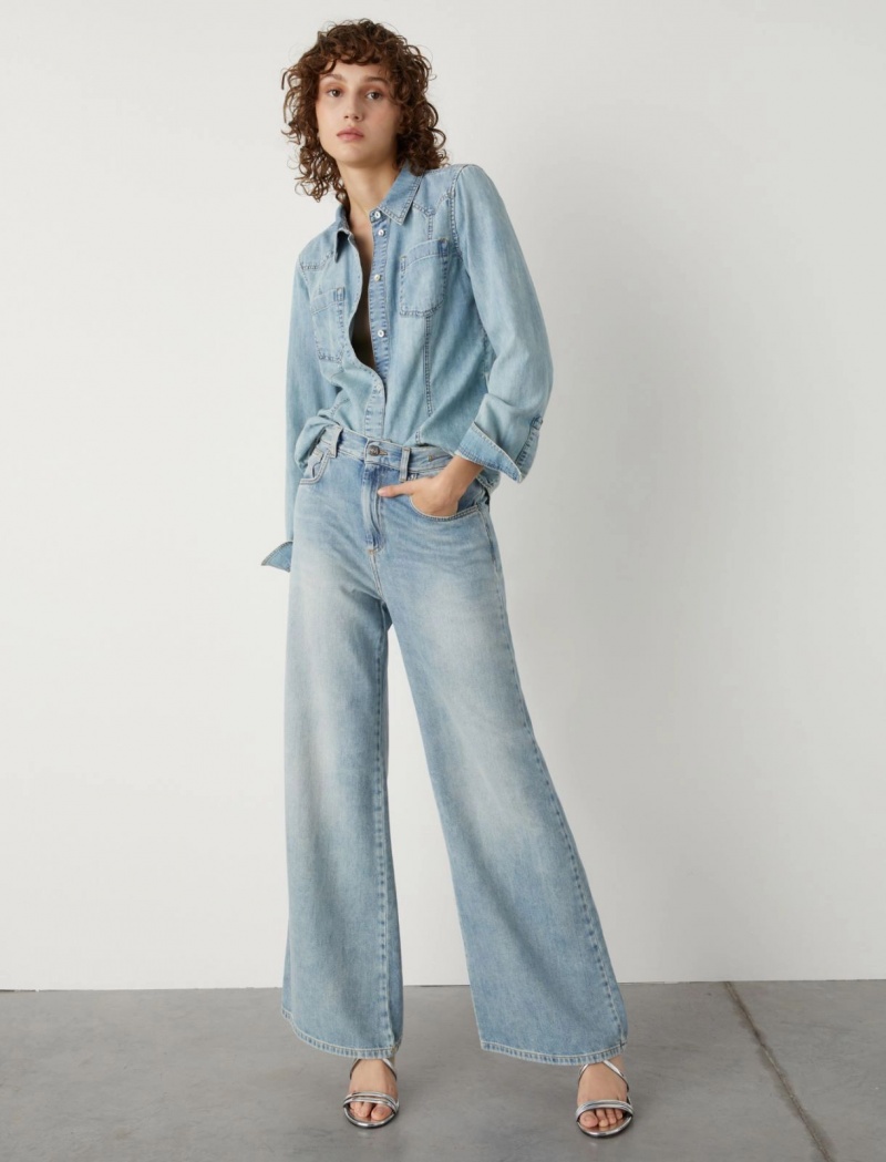 Koszule Damskie Marella Denim Niebieskie | Polska 640915-RCN