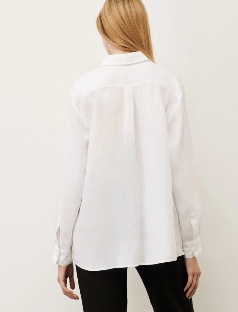 Koszule Damskie Marella Linen Białe | Polska 950317-ABN
