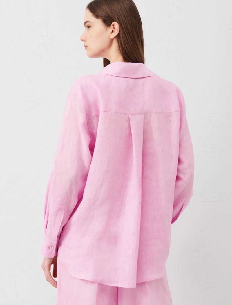 Koszule Damskie Marella Linen Różowe | Polska 803912-MPH