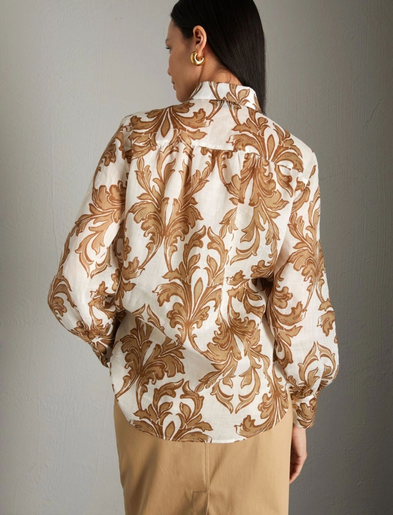 Koszule Damskie Marella Patterned Beżowe | Polska 268045-QGH