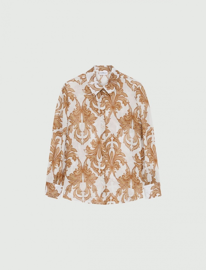 Koszule Damskie Marella Patterned Beżowe | Polska 268045-QGH