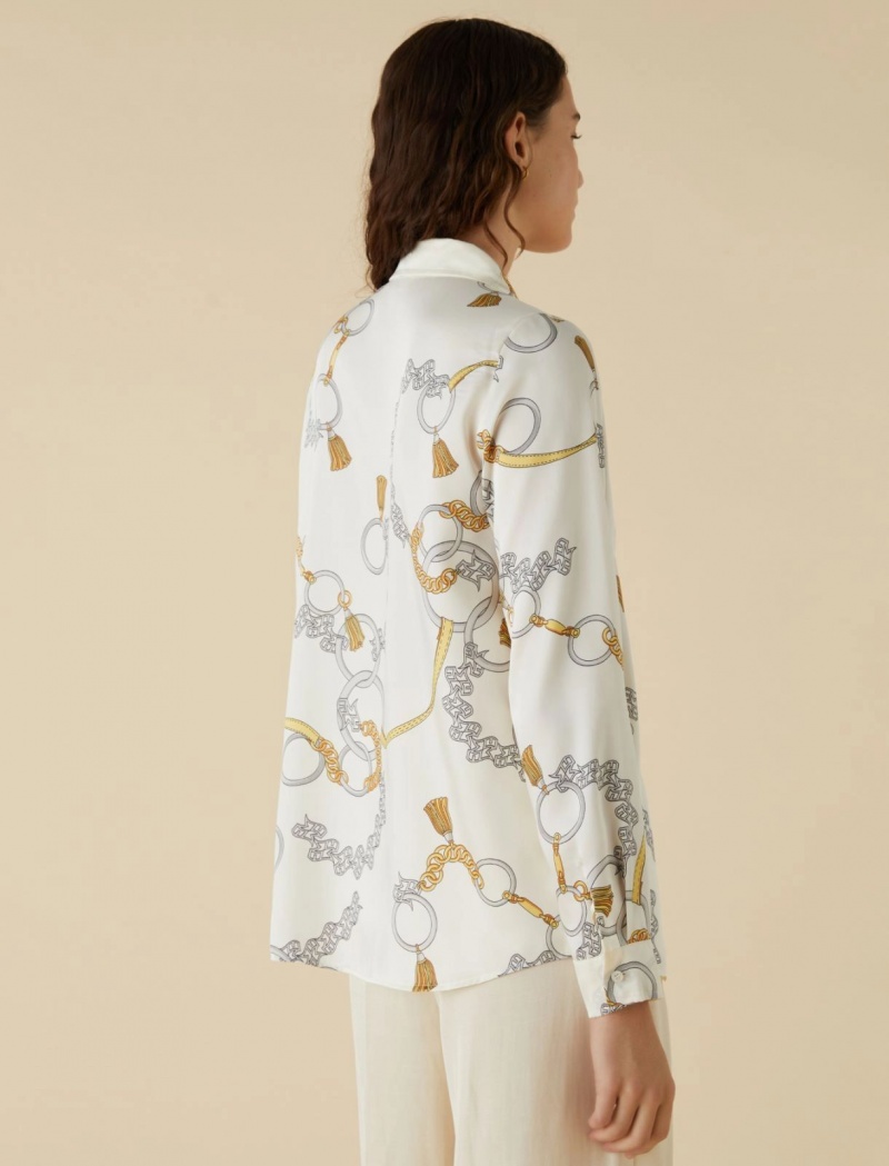 Koszule Damskie Marella Patterned Białe | Polska 296137-XCJ
