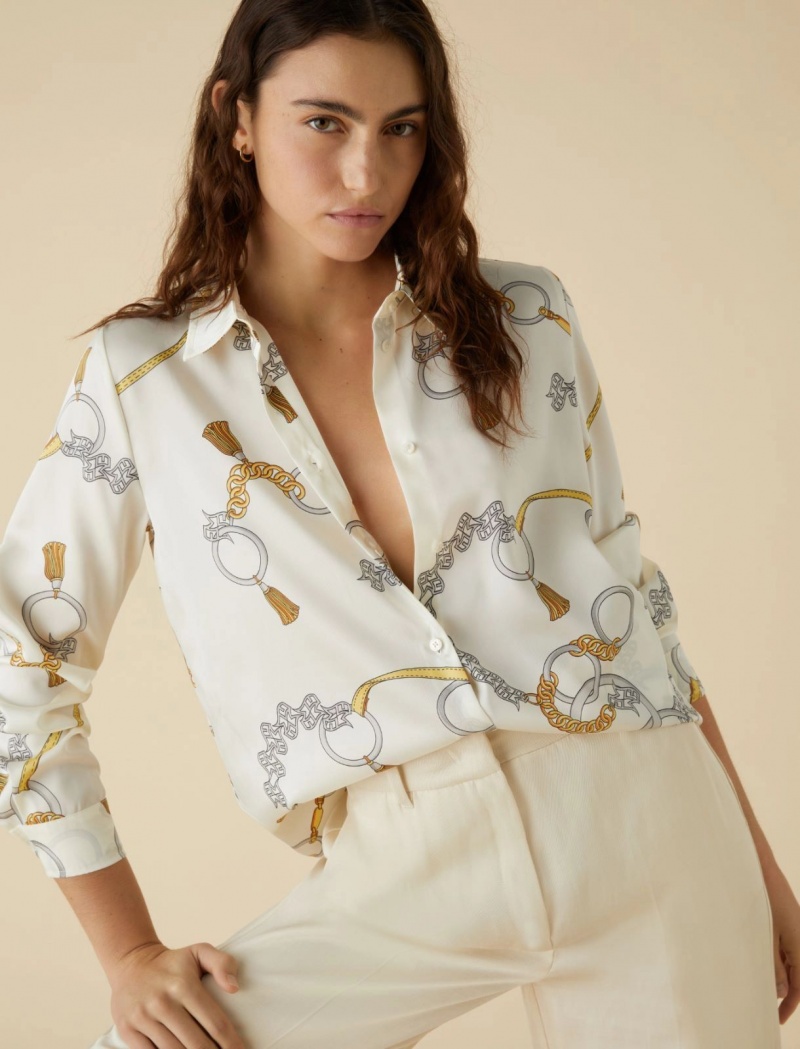 Koszule Damskie Marella Patterned Białe | Polska 296137-XCJ