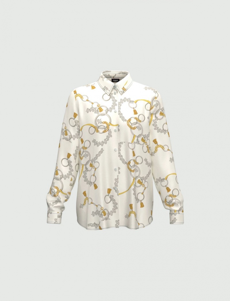 Koszule Damskie Marella Patterned Białe | Polska 296137-XCJ