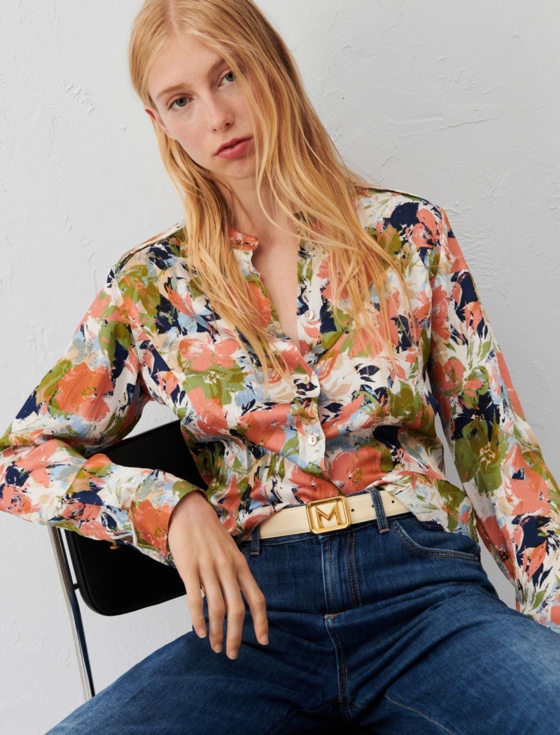 Koszule Damskie Marella Patterned Białe | Polska 930714-WHK