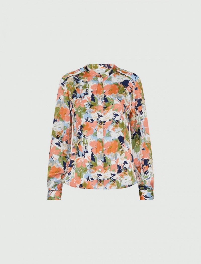 Koszule Damskie Marella Patterned Białe | Polska 930714-WHK