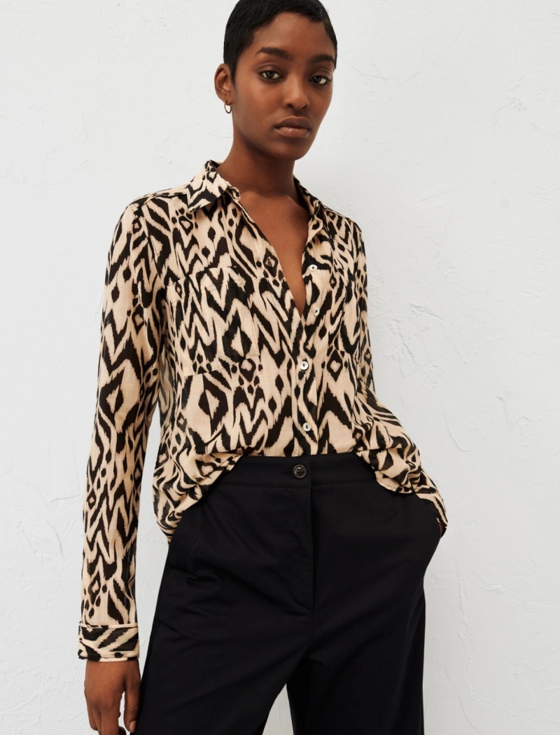 Koszule Damskie Marella Patterned Czarne | Polska 849756-FDB