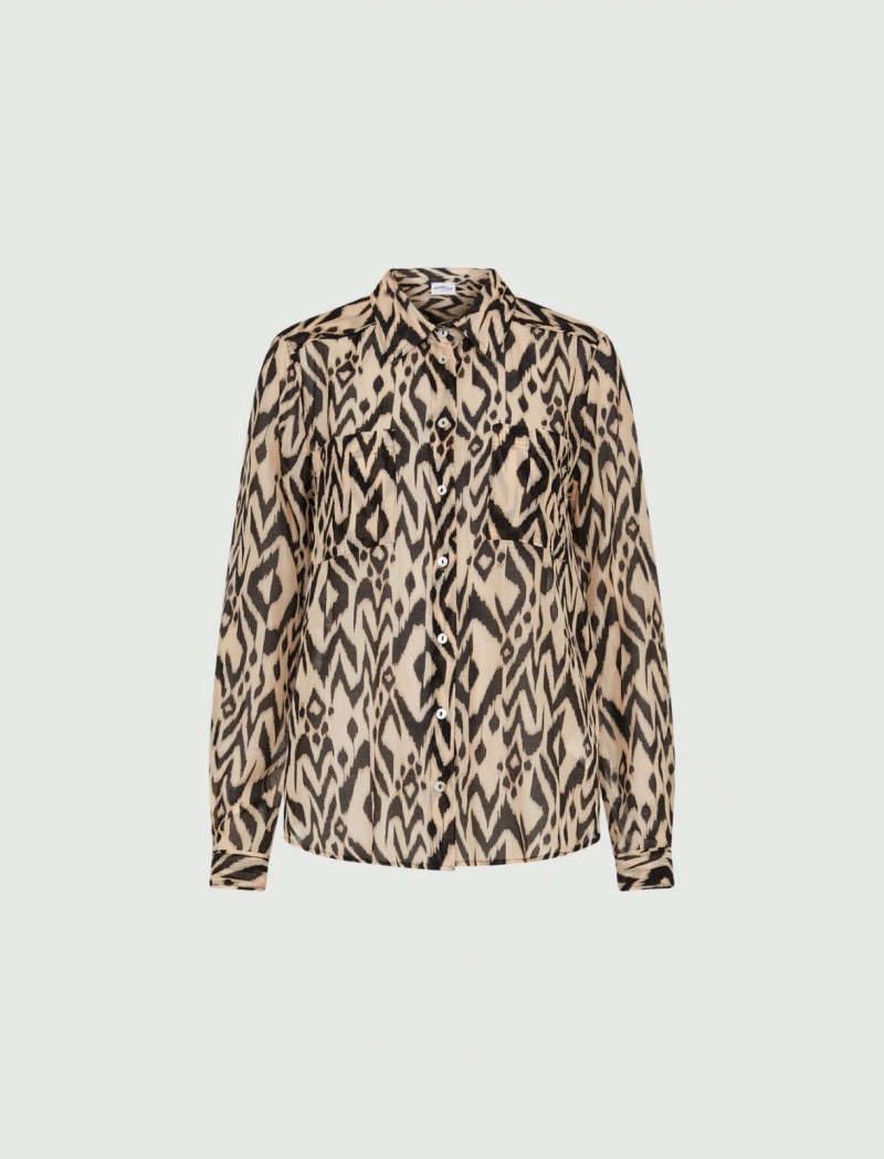Koszule Damskie Marella Patterned Czarne | Polska 849756-FDB
