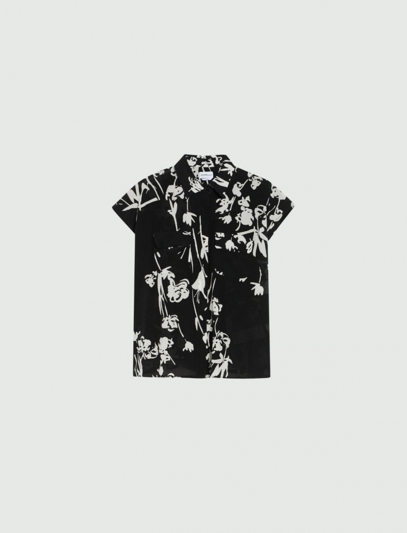 Koszule Damskie Marella Patterned Czarne | Polska 901768-GDB