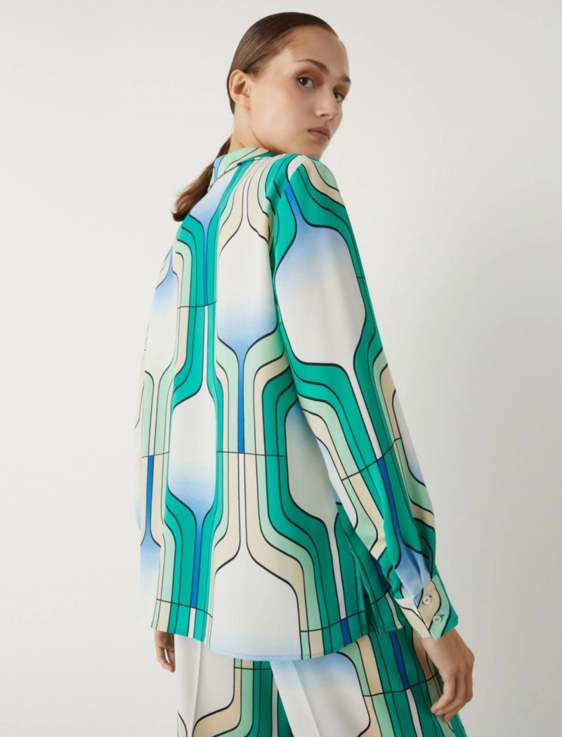 Koszule Damskie Marella Patterned Głęboka Zielone | Polska 019278-VAG