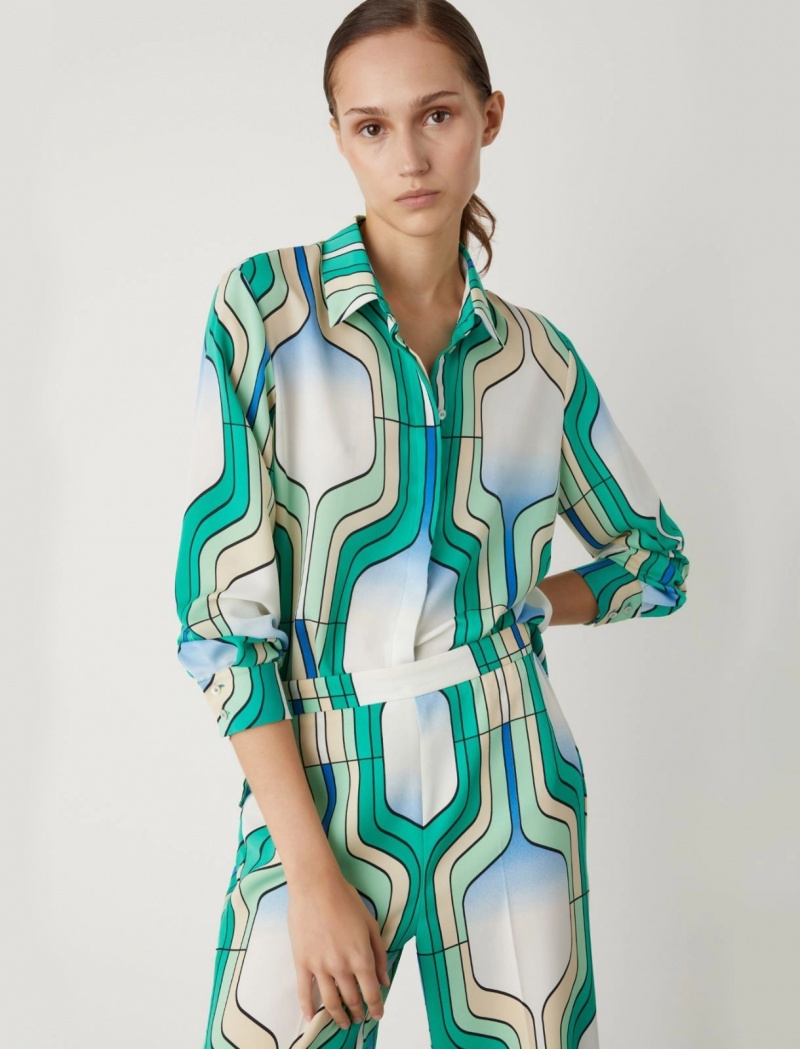 Koszule Damskie Marella Patterned Głęboka Zielone | Polska 019278-VAG