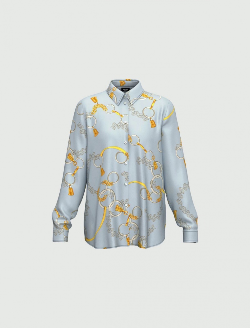 Koszule Damskie Marella Patterned Głęboka Niebieskie | Polska 572603-CNE