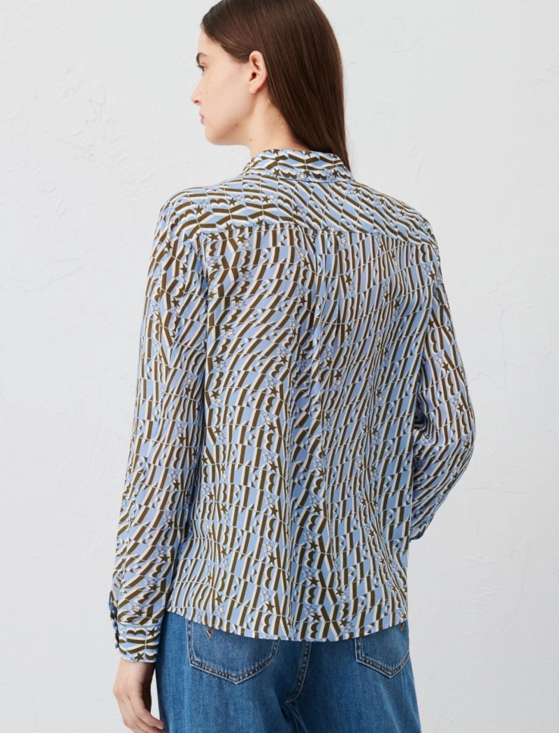 Koszule Damskie Marella Patterned Niebieskie Niebieskie | Polska 480261-KMQ