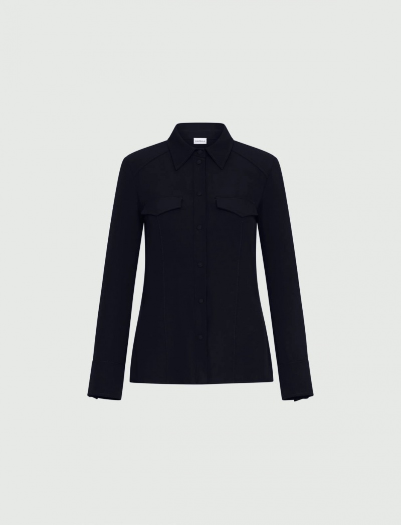Koszule Damskie Marella Semi-Fitted Granatowe | Polska 702196-OFA