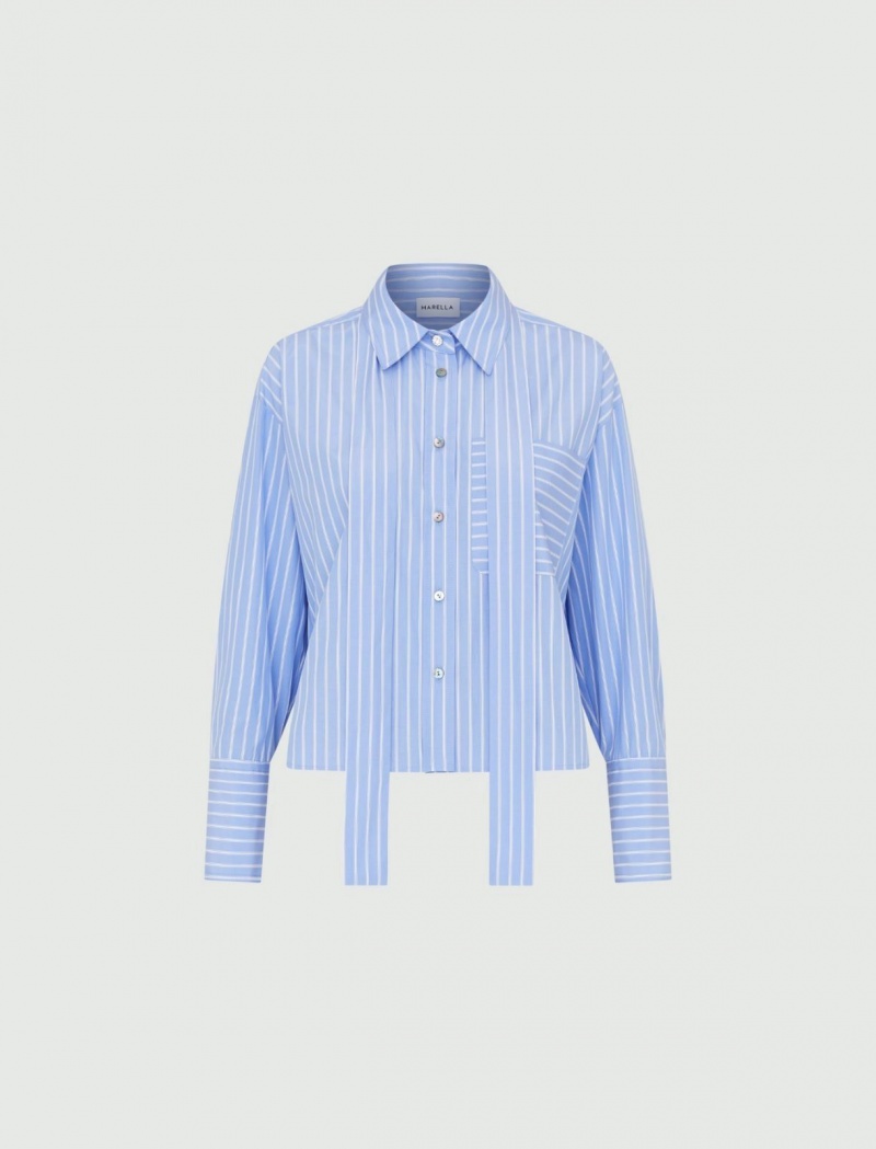Koszule Damskie Marella Shirt With Removable Neckerchief Głęboka Niebieskie | Polska 417302-XEI
