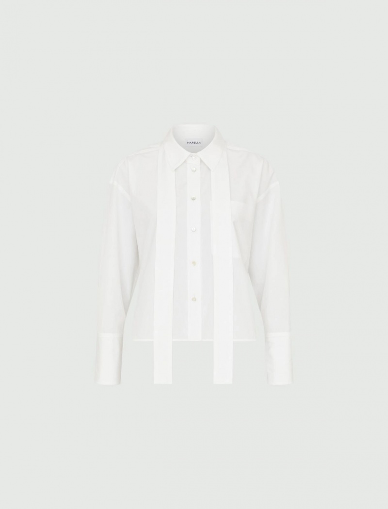 Koszule Damskie Marella Shirt With Removable Neckerchief Białe | Polska 951403-QTN