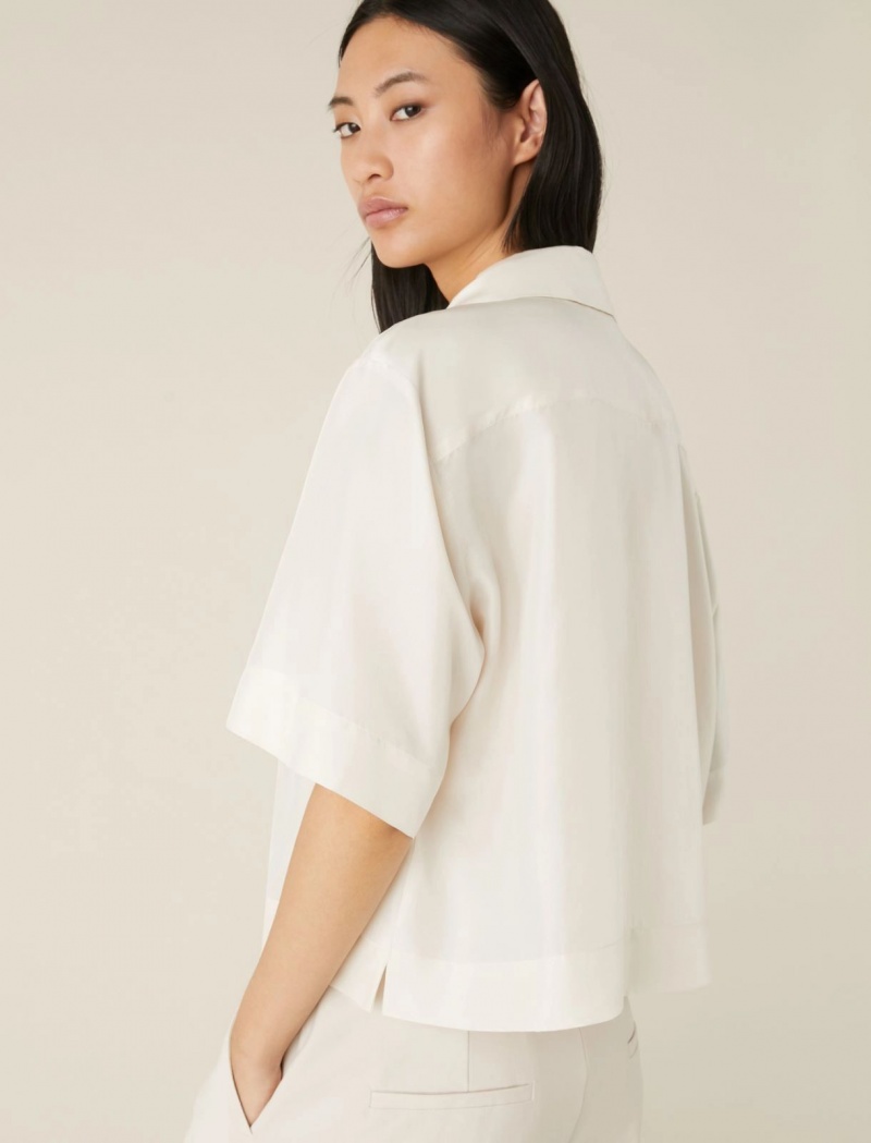 Koszule Damskie Marella Silk Białe | Polska 574923-AJY