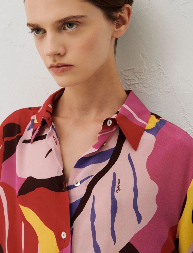 Koszule Damskie Marella Silk Fuksja | Polska 947582-IEG
