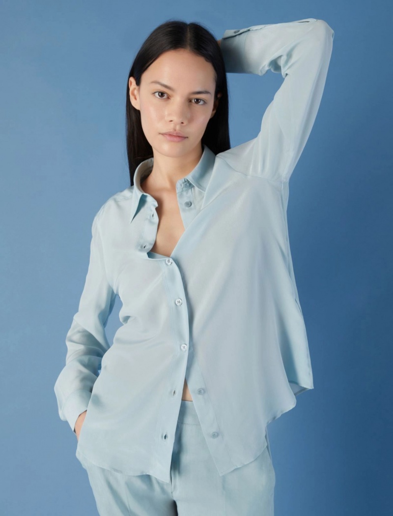 Koszule Damskie Marella Silk Niebieskie Niebieskie | Polska 329604-HYP