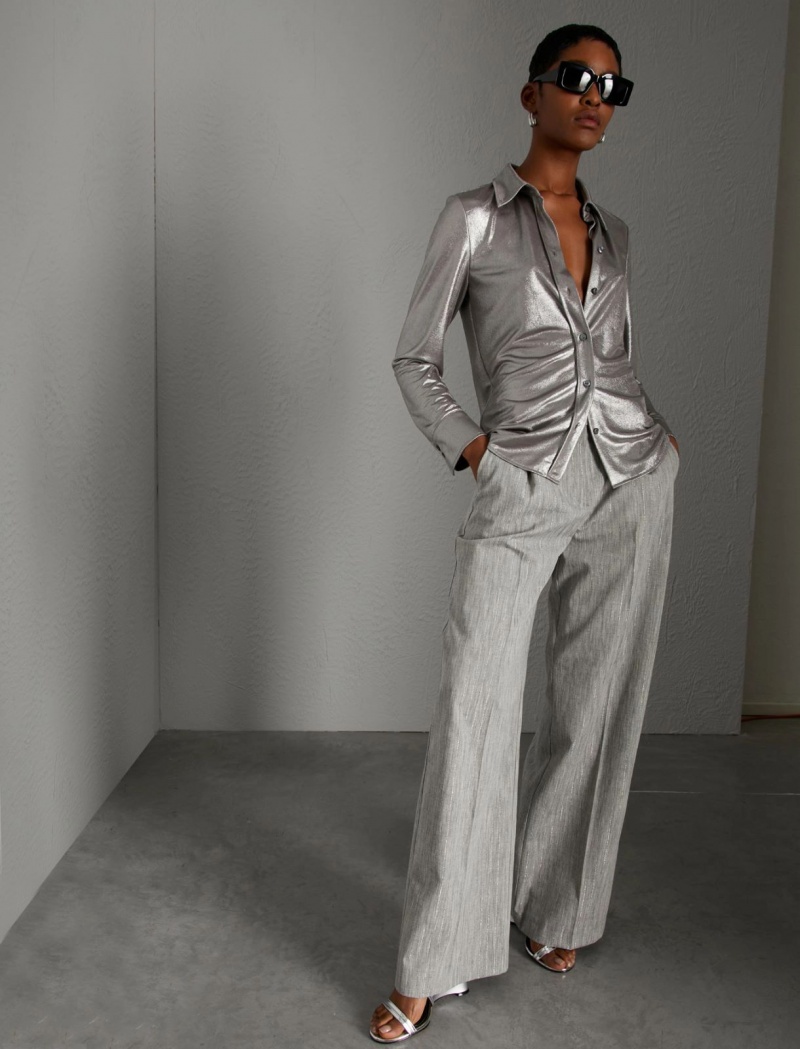Koszule Damskie Marella Silver Jersey Szare | Polska 857340-NXD