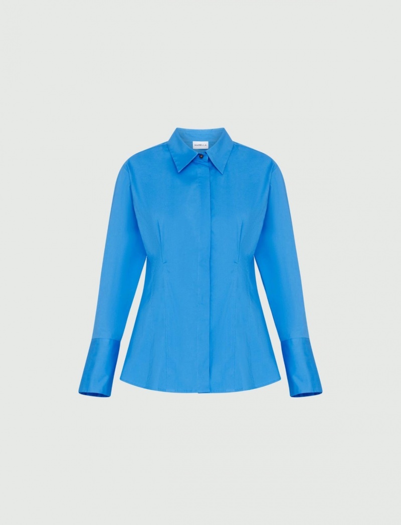 Koszule Damskie Marella Slim-Fit Jasny Niebieskie | Polska 418726-OXM