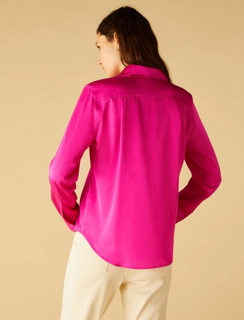 Koszule Damskie Marella Stretch Satin Fuksja | Polska 019237-NAT