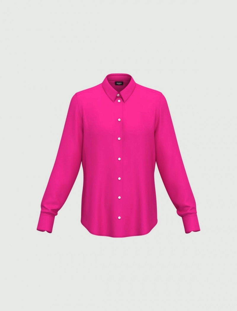 Koszule Damskie Marella Stretch Satin Fuksja | Polska 019237-NAT