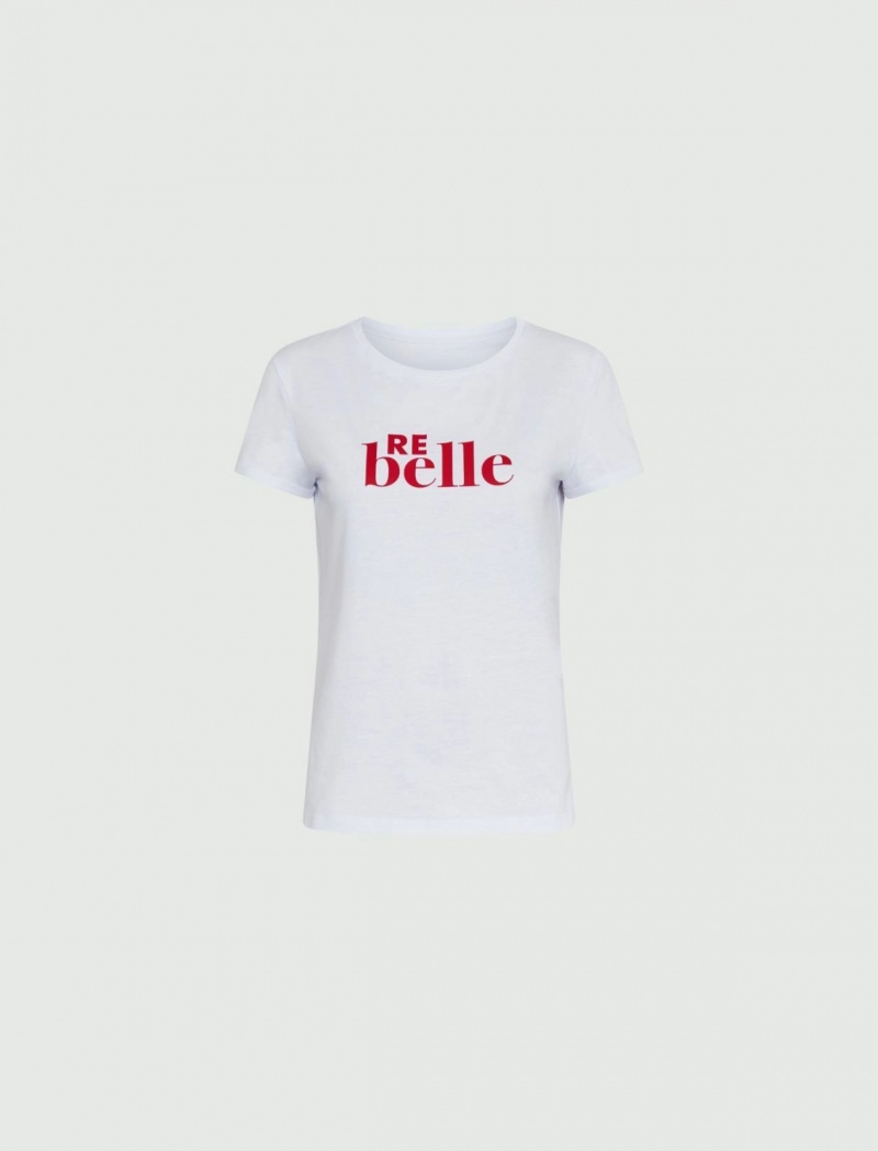 Koszulka Damskie Marella Basic Print Białe | Polska 751039-VLW