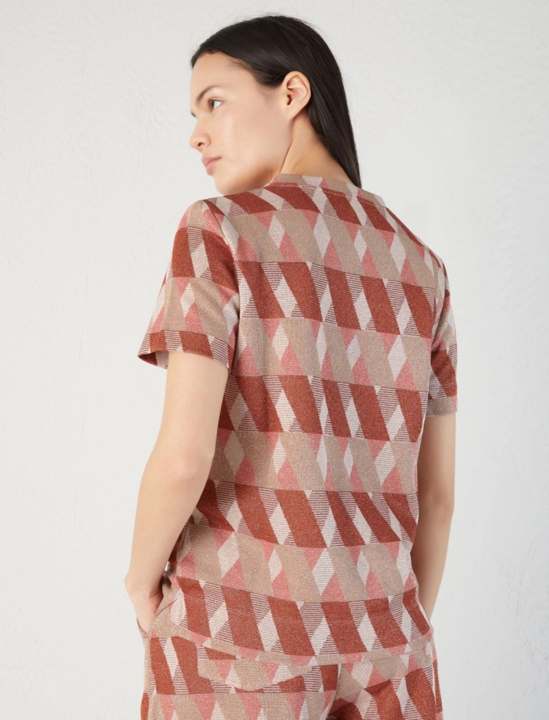 Koszulka Damskie Marella Jacquard Czerwone | Polska 896075-CLH