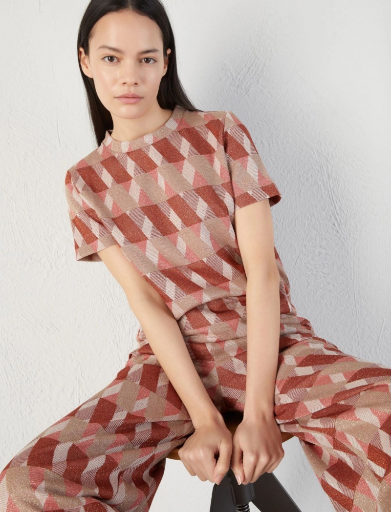 Koszulka Damskie Marella Jacquard Czerwone | Polska 896075-CLH
