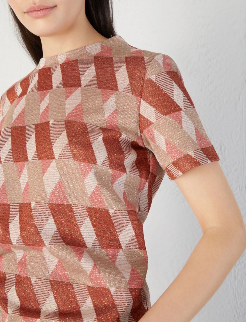 Koszulka Damskie Marella Jacquard Czerwone | Polska 896075-CLH