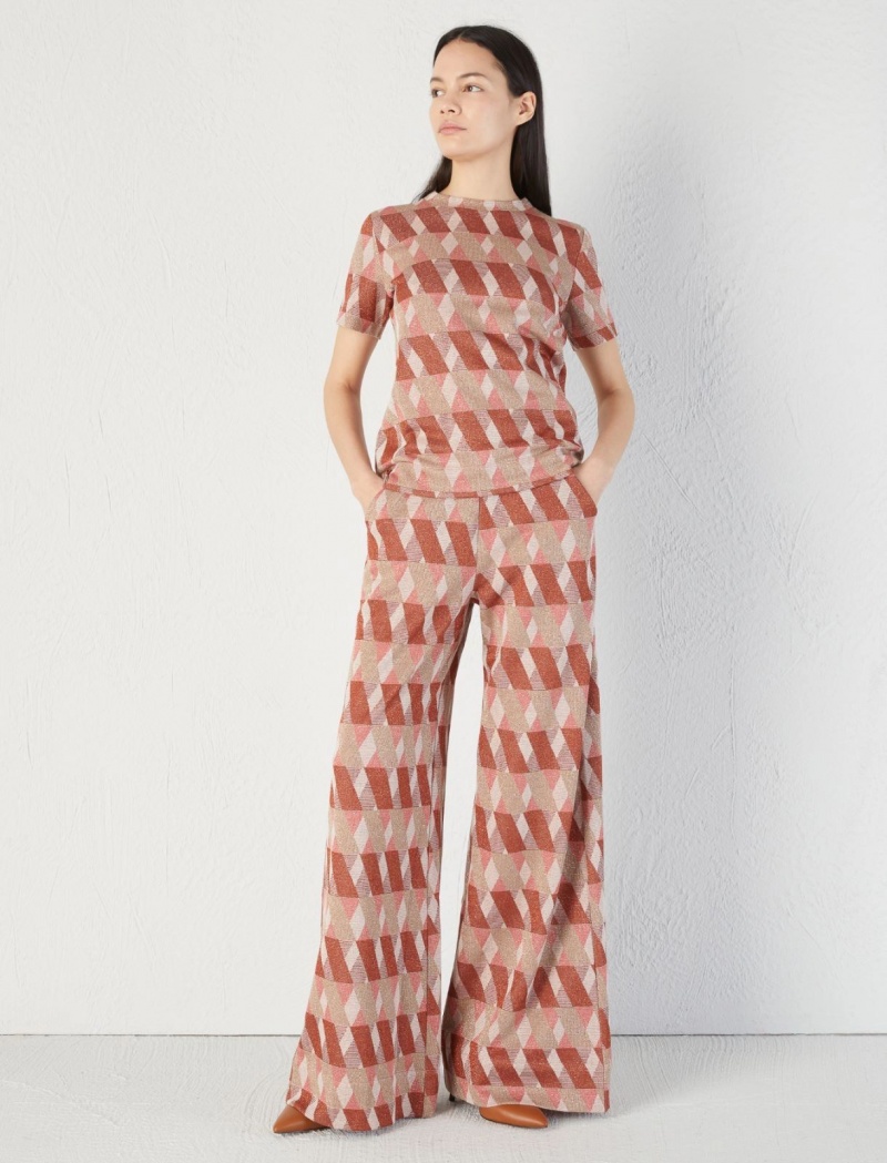 Koszulka Damskie Marella Jacquard Czerwone | Polska 896075-CLH