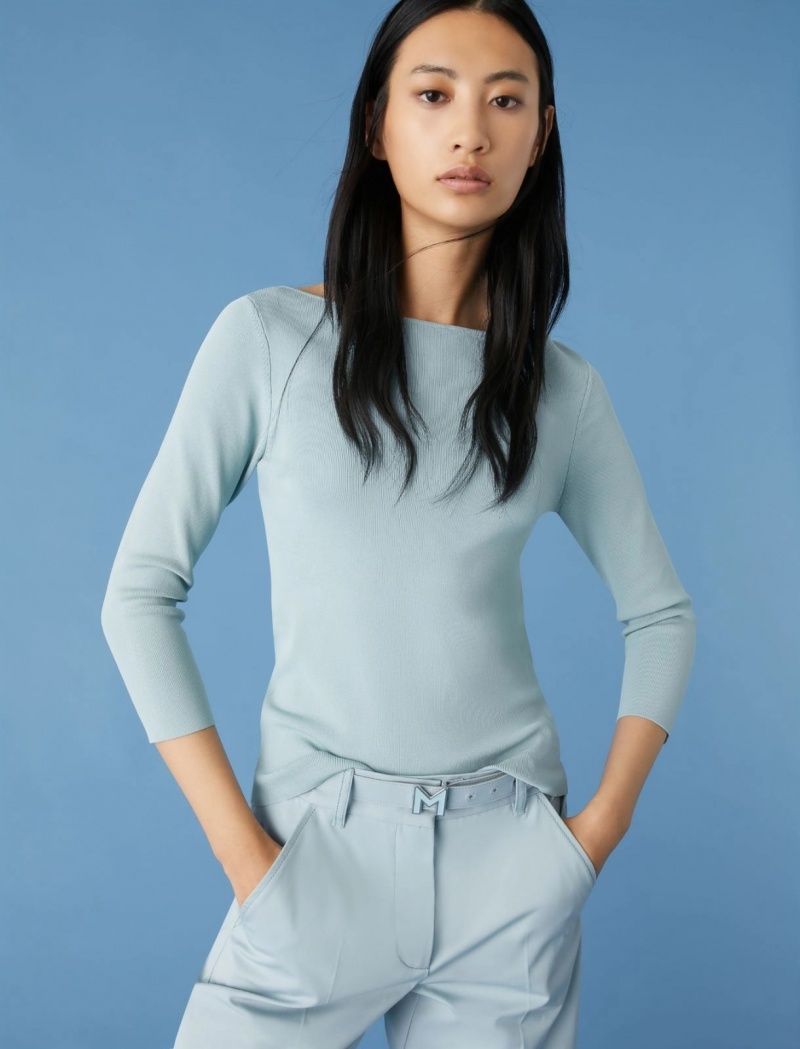 Koszulka Damskie Marella Slim-Fit Niebieskie Niebieskie | Polska 471092-XZT