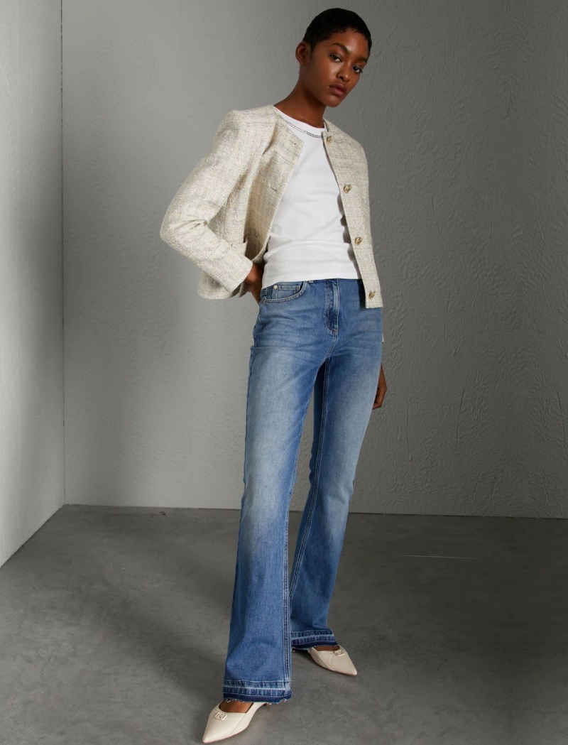 Kurtka Damskie Marella Cropped With Lurex Beżowe | Polska 428613-VWM