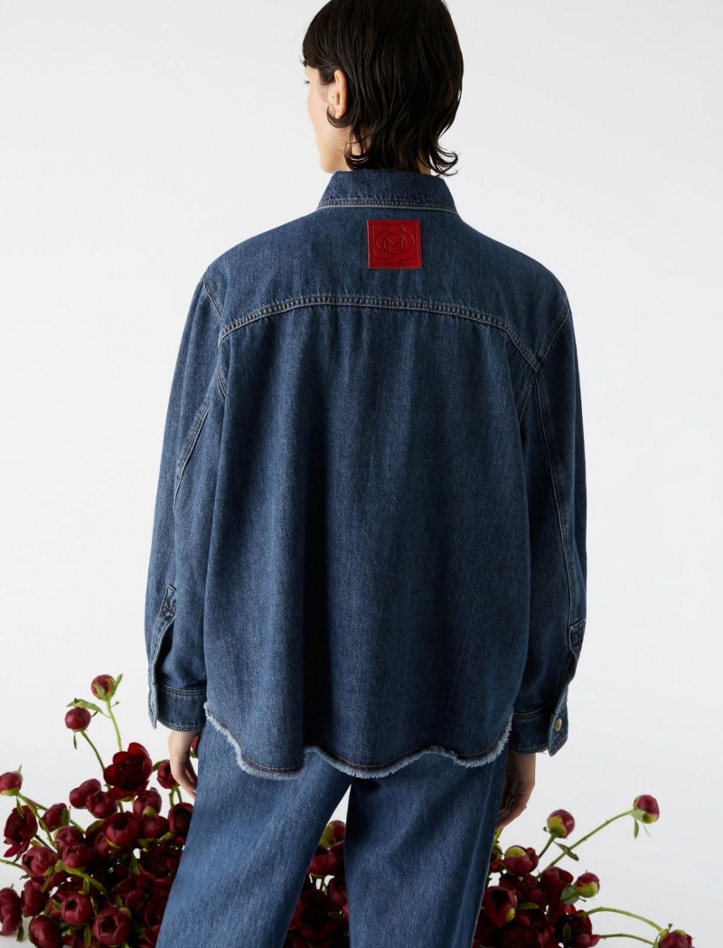 Kurtka Damskie Marella Denim Shacket Granatowe | Polska 710829-ALD