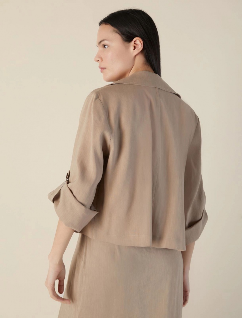Kurtka Damskie Marella Linen-Blend Beżowe | Polska 436178-LWR