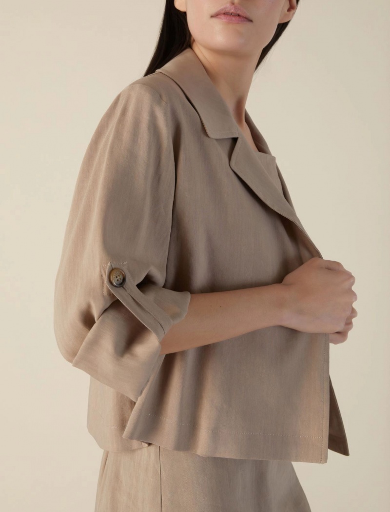 Kurtka Damskie Marella Linen-Blend Beżowe | Polska 436178-LWR