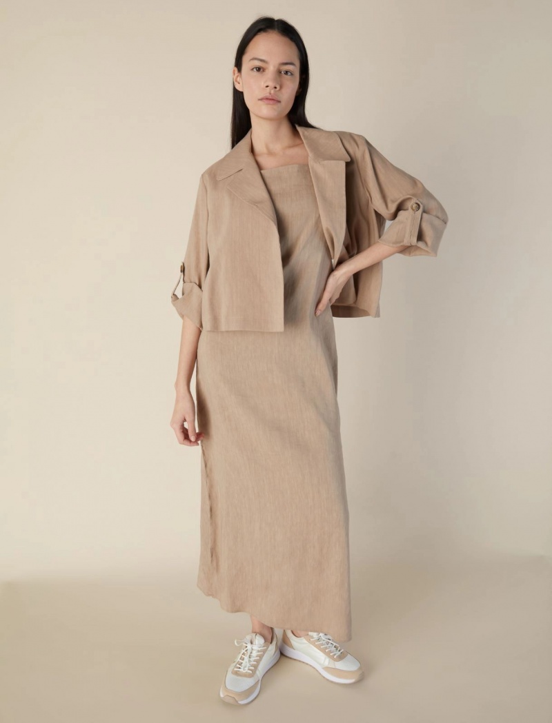 Kurtka Damskie Marella Linen-Blend Beżowe | Polska 436178-LWR
