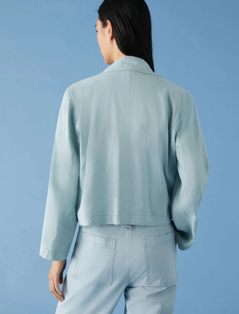 Kurtka Damskie Marella Linen-Blend Niebieskie Niebieskie | Polska 875130-TVL