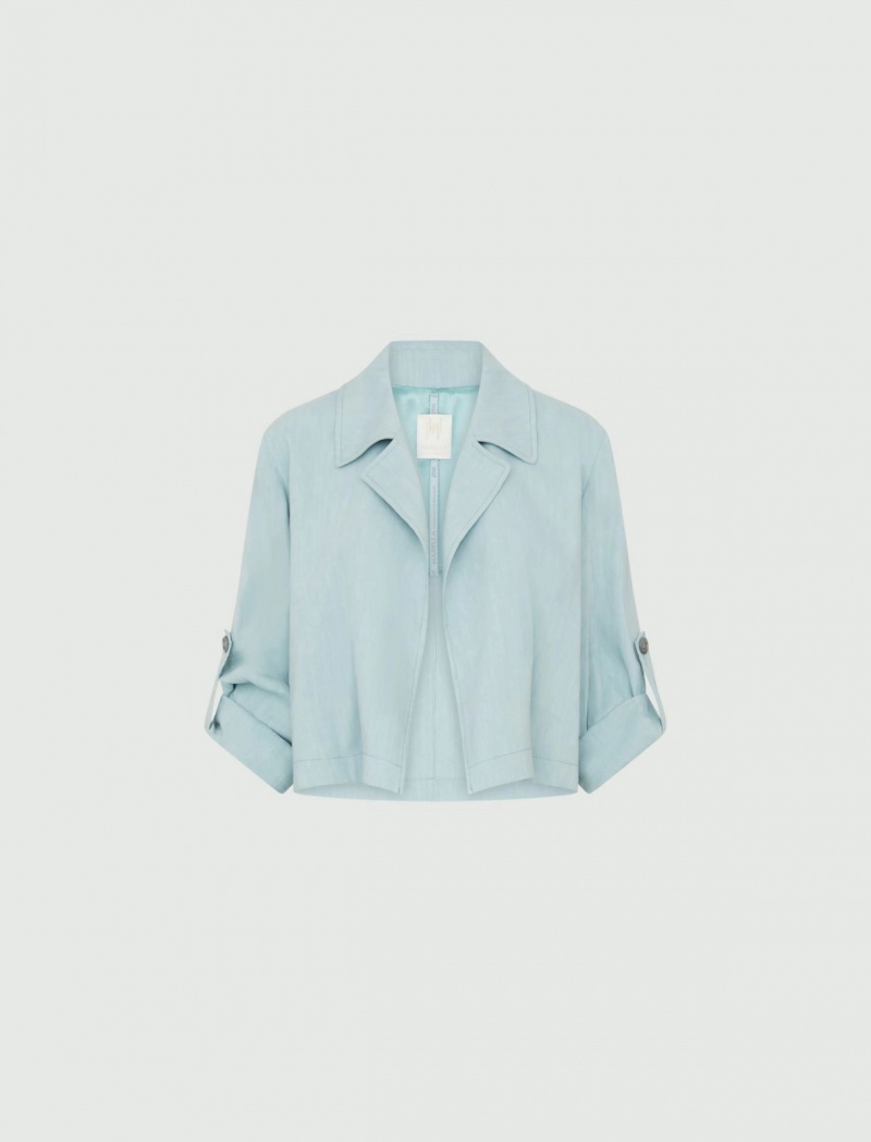 Kurtka Damskie Marella Linen-Blend Niebieskie Niebieskie | Polska 875130-TVL