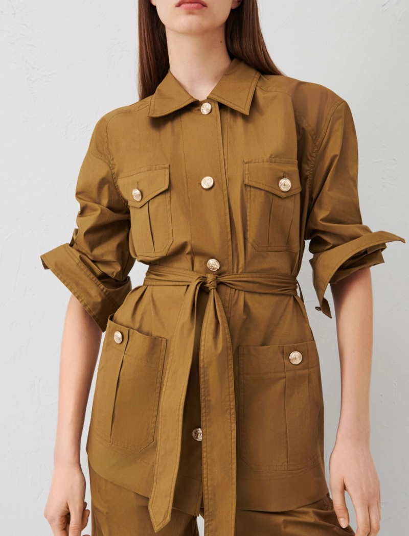 Kurtka Damskie Marella Saharan Shacket Oliwkowe | Polska 682475-LTD