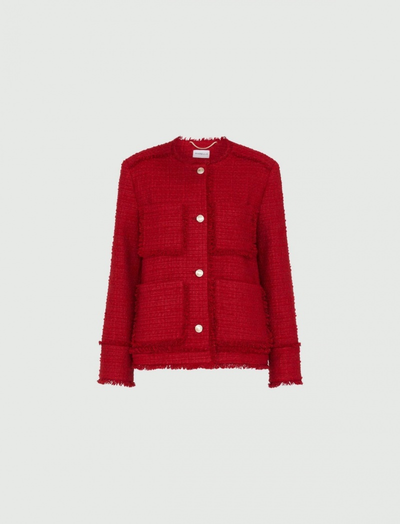 Kurtka Damskie Marella Tweed Czerwone | Polska 205716-OEZ