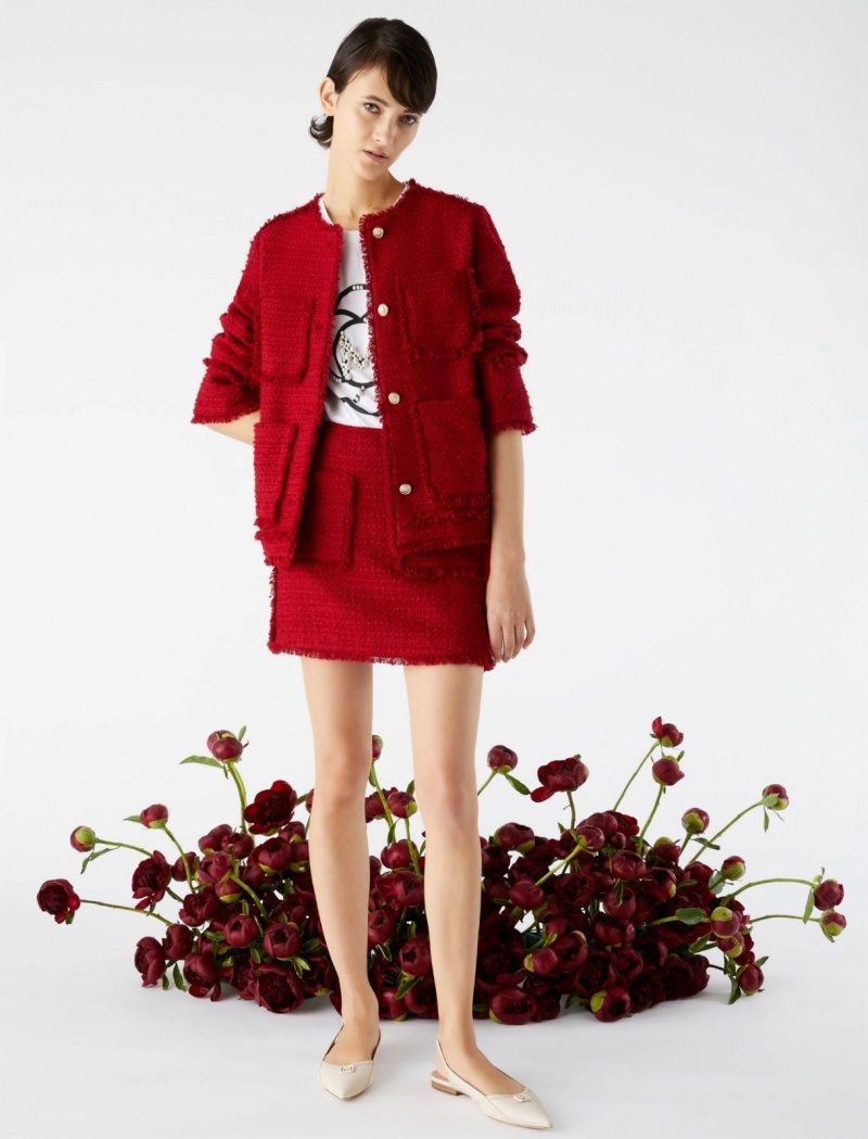 Kurtka Damskie Marella Tweed Czerwone | Polska 205716-OEZ