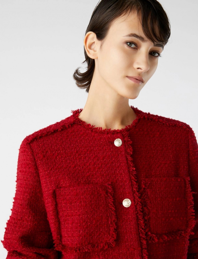 Kurtka Damskie Marella Tweed Czerwone | Polska 680415-ZIP