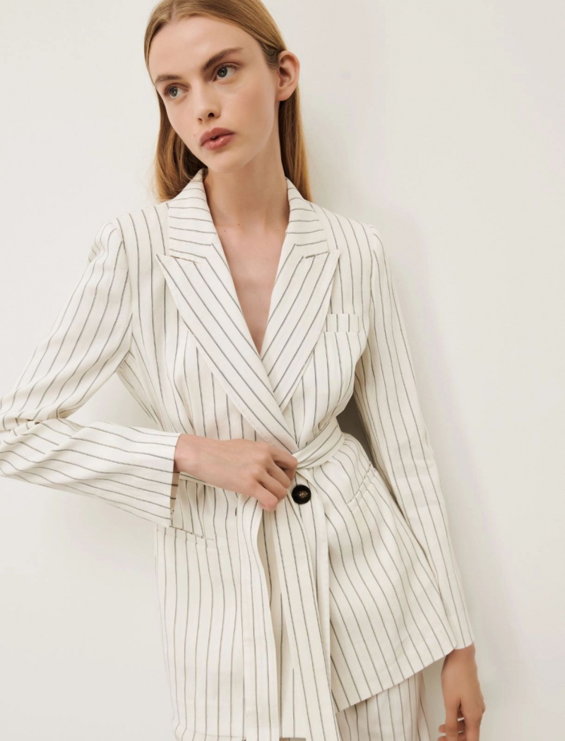 Marynarka Damskie Marella Belted Białe | Polska 680293-YPV