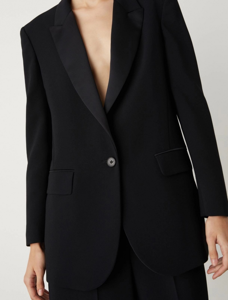 Marynarka Damskie Marella Crepe Czarne | Polska 940157-RGA