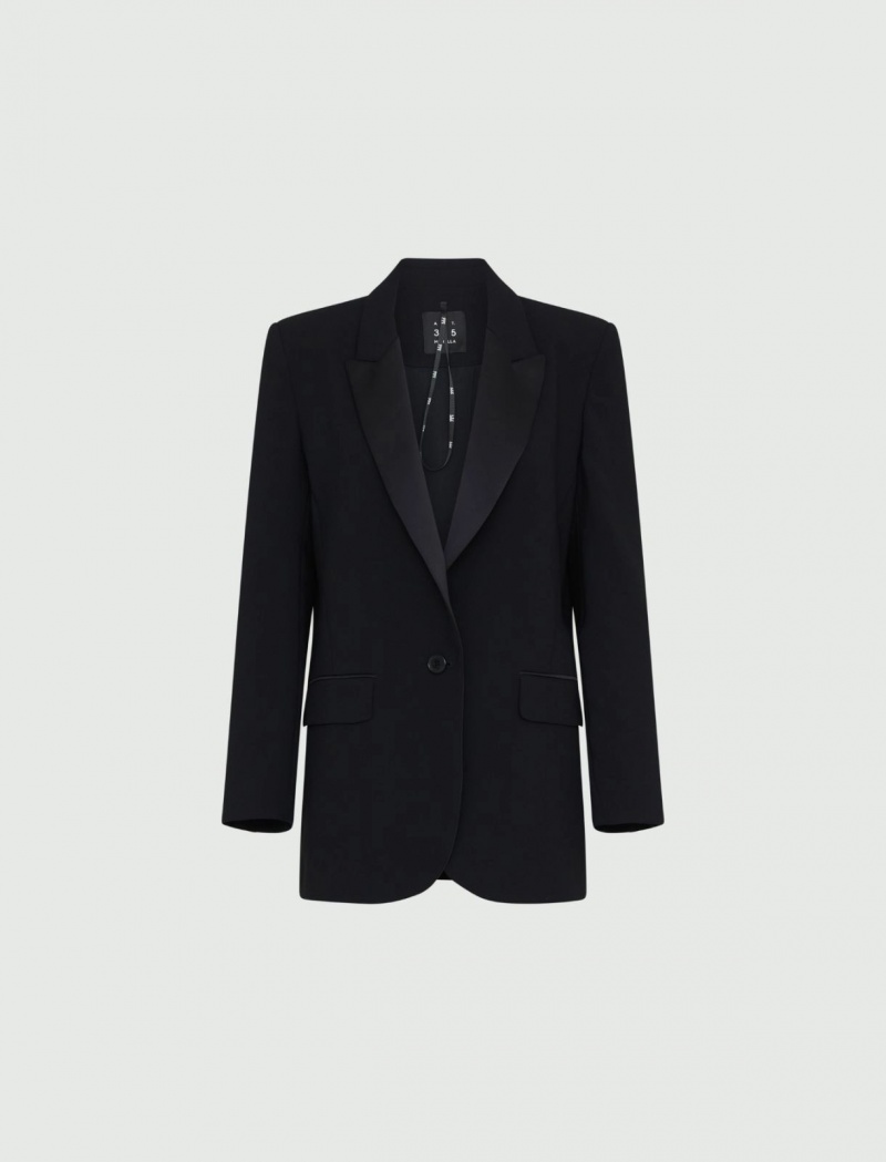 Marynarka Damskie Marella Crepe Czarne | Polska 940157-RGA